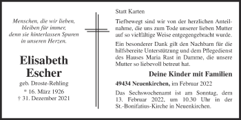 Anzeige von Elisabeth Escher von OM-Medien