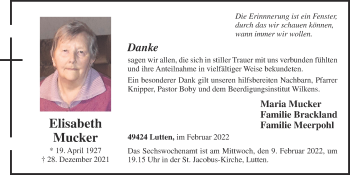 Anzeige von Elisabeth Mucker von OM-Medien