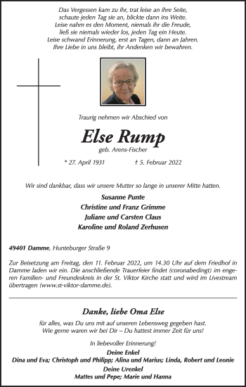 Anzeige von Else Rump von OM-Medien