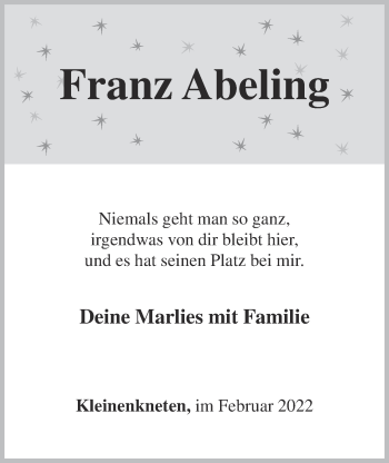 Anzeige von Franz Abeling von OM-Medien