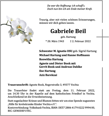 Anzeige von Gabriele Beil von OM-Medien