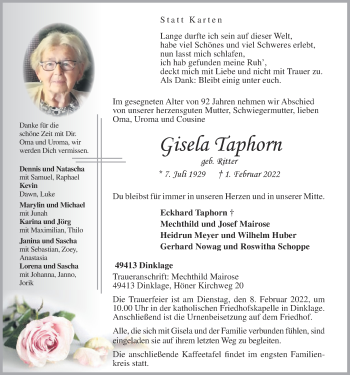 Anzeige von Gisela Taphorn von OM-Medien