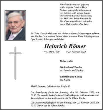 Anzeige von Heinrich Römer von OM-Medien