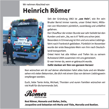 Anzeige von Heinrich Römer von OM-Medien