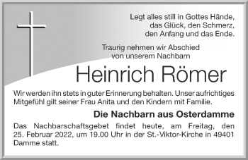 Anzeige von Heinrich Römer von OM-Medien