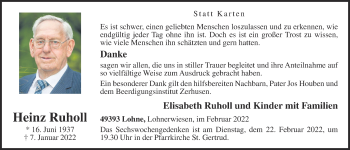 Anzeige von Heinz Ruholl von OM-Medien