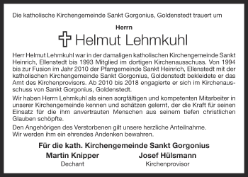 Anzeige von Helmut Lehmkuhl von OM-Medien