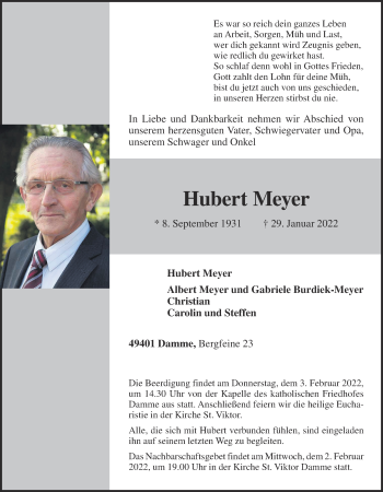Anzeige von Hubert Meyer von OM-Medien
