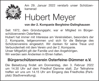 Anzeige von Hubert Meyer von OM-Medien