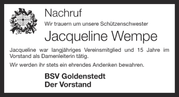 Anzeige von Jacqueline Wempe von OM-Medien