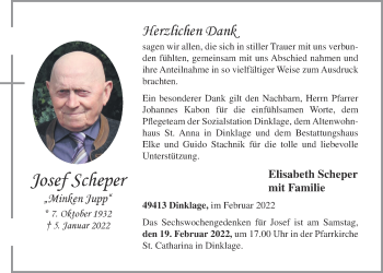 Anzeige von Josef Scheper von OM-Medien