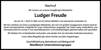 Anzeige von Ludger Freude von OM-Medien