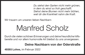 Anzeige von Manfred Scholz von OM-Medien