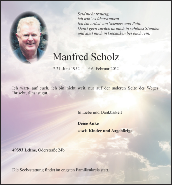 Anzeige von Manfred Scholz von OM-Medien
