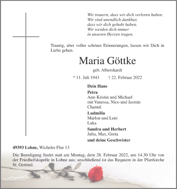 Anzeige von Maria Göttke von OM-Medien