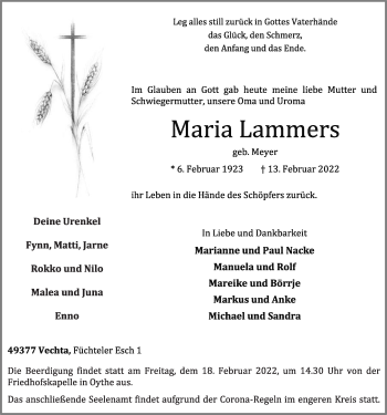 Anzeige von Maria Lammers von OM-Medien