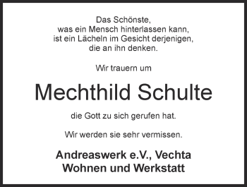 Anzeige von Mechthild Schulte von OM-Medien