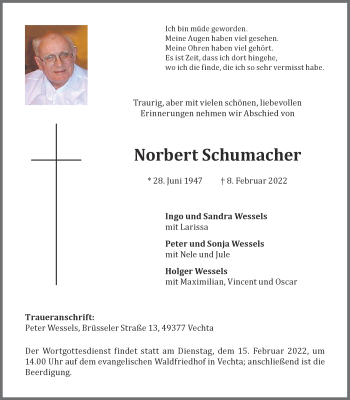 Anzeige von Norbert Schumacher von OM-Medien