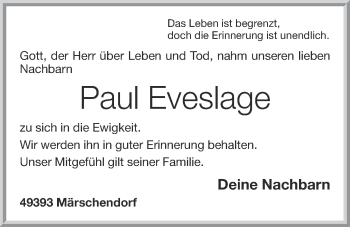 Anzeige von Paul Eveslage von OM-Medien