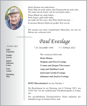 Anzeige von Paul Eveslage von OM-Medien