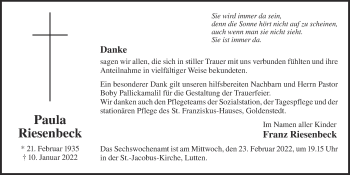 Anzeige von Paula Riesenbeck von OM-Medien