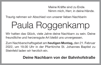 Anzeige von Paula Roggenkamp von OM-Medien