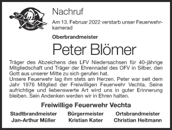 Anzeige von Peter Blömer von OM-Medien