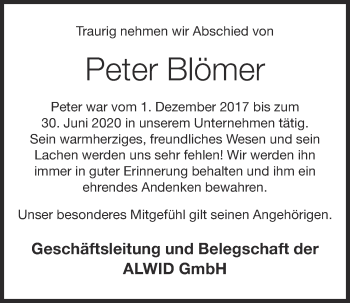 Anzeige von Peter Blömer von OM-Medien