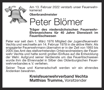 Anzeige von Peter Blömer von OM-Medien