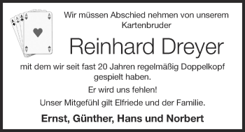 Anzeige von Reinhard Dreyer von OM-Medien