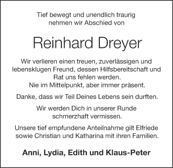Anzeige von Reinhard Dreyer von OM-Medien
