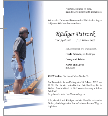 Anzeige von Rüdiger Patrzek von OM-Medien