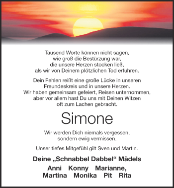 Anzeige von Simone Hagen von OM-Medien
