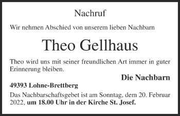 Anzeige von Theo Gellhaus von OM-Medien