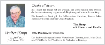 Anzeige von Walter Haupt von OM-Medien