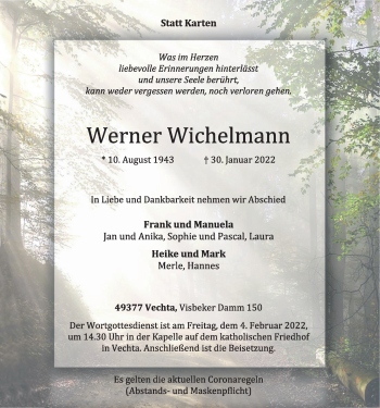 Anzeige von Werner Wichelmann von OM-Medien