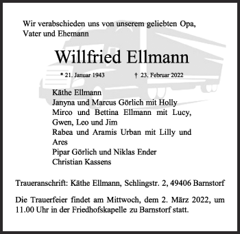 Anzeige von Willfried Ellmann von OM-Medien