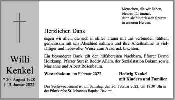 Anzeige von Willi Kenkel von OM-Medien