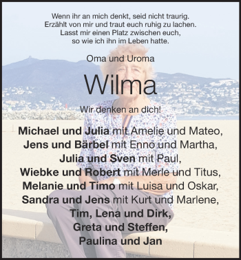 Anzeige von Wilma Fröhle von OM-Medien