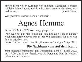 Anzeige von Agnes Hemme von OM-Medien
