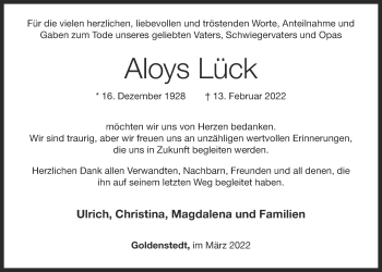 Anzeige von Aloys Lück von OM-Medien