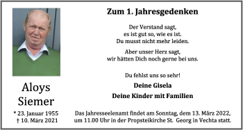 Anzeige von Aloys Siemer von OM-Medien