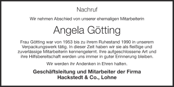 Anzeige von Angela Götting von OM-Medien