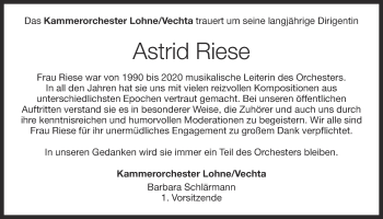 Anzeige von Astrid Riese von OM-Medien