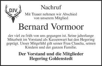 Anzeige von Bernard Vormoor von OM-Medien