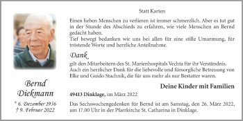 Anzeige von Bernd Diekmann von OM-Medien