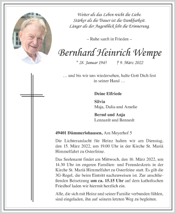 Anzeige von Bernhard Heinrich Wempe von OM-Medien