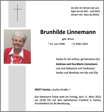 Anzeige von Brunhilde Linnemann von OM-Medien