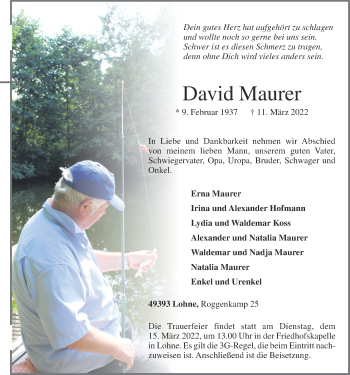 Anzeige von David Maurer von OM-Medien