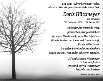 Anzeige von Doris Hüttmeyer von OM-Medien